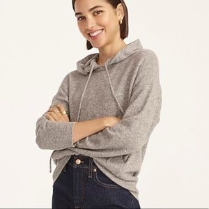 JCREW Hoodie Sweater in Supersoft yarn merino wool in Heather Graphite Grey M